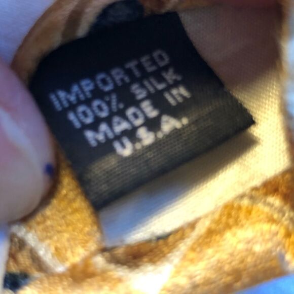 Vintage Perry Ellis Portfolio Mens Tie 100% Silk Gold/blue - Picture 4 of 5